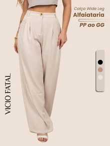 Vicio Fatal Calça Feminina de Alfaiataria com Botão - OffWhite - Visão 2
