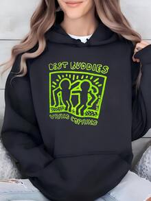 Women Vintage 2000s Keith Haring Art Sweatshirt Size M Hoodie - màu đen - Xem 2