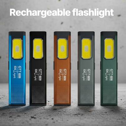 Flashlight EDC Clip Light With Magnetic Base - 675 Lumen USB-C Rechargeable With 400mAh Battery, Slim Flat IPX4 Waterproof Dual Modes Compact LED Flashlight For Camping Travel(1Pack/Blue)