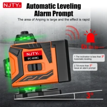 NJTY 1pc Mini Laser Level, 16 Lines 4D Level, Self-Leveling 360° Horizontal And Vertical Cross Green Laser Level For Construction, Home, DIY Woodworking - Orange - View 8