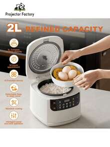 LIPETY 2L Portable Mini Electric Slow Cooker/Steamer - Smart Home Rice Cooker With Multi-Functional Timer And Non-Stick Inner Pot, Suitable For Rice, Porridge, And Soup - Ideal For Dormitories, Homes, RVs, Kitchen Accessories, And RV Cooking Equipment