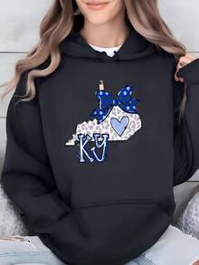Womens Distressed Kentucky Shirt  Retro Kentucky Hoodie Varsity Aesthetic Kentucky Lover Gift Cute Kentucky State Pride Tee, Kentucky Gameday Hoodie - 黑色 - 查看 1