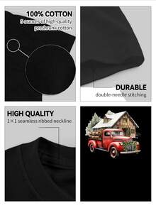 Divertida Camiseta de Manga Corta para Hombre con Estampado de Tres Duendecillos Navideños con Luces, Diseño Suelto, Ideal para Navidad, Uso Cotidiano, 220 g 100 % algodón, Suave y Transpirable, Ítem Popular - Negro - Ver 5