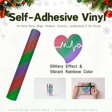 CHEONET-Sparkle Permanent Vinyl -Waterproof Self-Adhesive Decorative Sticker With Groovy Patterns For DIY Crafts & Outdoor Use