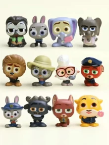 12pcs New Crazy Animal Figurines Dolls Cartoon Anime Cute Healing Desktop Car Decor Gifts (Random Style) - Multicolor - View 2