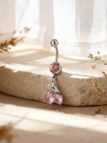 1 件可爱樱桃方晶锆石肚脐环，女士身体首饰 - 櫻桃 - 查看 4