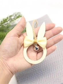 1pc Decorative Accessories/Wooden Hanging Decor/Bow Bell Hanging Decor/Rabbit Hanging Decor - Multicolor - View 4
