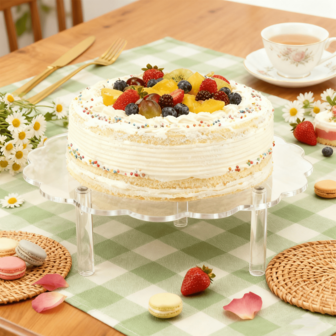 Soporte redondo de acrílico para pastel, estante de exhibición de postres para fiesta/cumpleaños, soporte de exhibición de cristal transparente