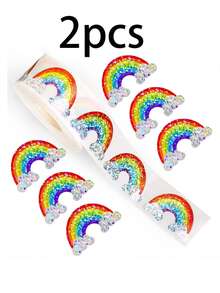 500 miếng/cuộn Miếng dán Holographic cầu vồng, Miếng dán decal vinyl chống thấm nước cho hành lý, đàn guitar, bình nước, ốp lưng điện thoại, máy tính xách tay và quà tặng, thiết kế dễ thương - Nhiều màu - Xem 8