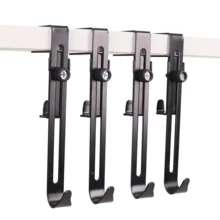 4/6个可调节圣诞袜挂钩，可伸缩壁炉挂钩，适用于长圣诞袜，无需钻孔壁挂式圣诞袜挂钩 - 黑色 - 查看 1