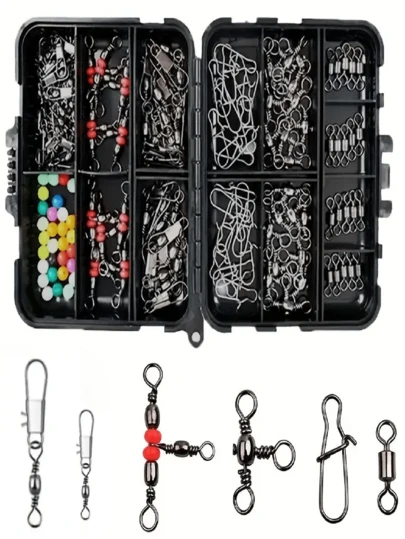 140pcs Fishing Tackle Set - Portable Multifunctional Fishing Gear Box, Includes Swivels, Snap Hooks, Lures And Accessories, Suitable For Sea Fishing And Rock Fishing, Fishing Equipment Box, Tackle Storage Box, Bait Storage Box, Double-Sided Fishing Organizer With Removable Dividers, Ideal For Anglers, Fishing Gear