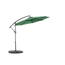 Outdoor Parasol, Stand And Base - Dark Green + Steel + Garden & Outdoor - View 3
