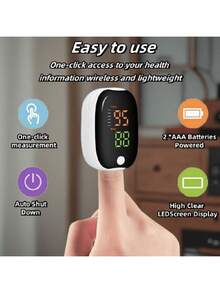 Belovedone 指尖脉搏血氧仪，小巧设计，可监测血氧/心率，方便户外和居家使用 - 需要2节AAA电池 - 黑與白 - 查看 2