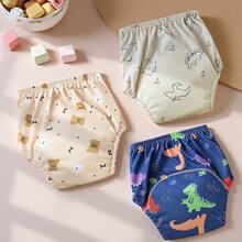 3 قطع من سراويل التدريب على الحمام القابلة لإعادة الاستخدام والغسيل للأولاد والبنات، بطبعات حيوانات جميلة، مقاس عادي، بدون حزام خصر، متوسطة المطاطية، سراويل تدريب على الحمام للمواليد، من مواد ناعمة قابلة للغسيل آليًا/يدويًا - هدية رائعة للأطفال في المناسبات المختلفة (المقاس أصغر من المعتاد، يُنصح بطلب مقاس أكبر) - متعدد الألوان - مشاهدة 3