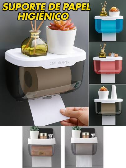 Suporte De Papel Higiênico Parede Banheiro Caixa Organizadora De Papel Higiênico Sem Furar Parede