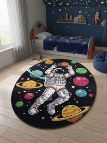 Tappeto da pavimento rettangolare in velluto di cristallo con motivo a astronauta cartoni animati, adatto per studio, soggiorno, camera da letto, cucina, balcone e uso interno/esterno. Facile da pulire, aspetto accattivante, motivo spaziale, colori vivaci, design adorabile ed elegante. Tappeto, decorazione camera da letto, decorazione per la casa, decorazione della stanza, piccolo tappeto, coperta, tappeto da esterno, tappeto da giardino, tappeto per il soggiorno