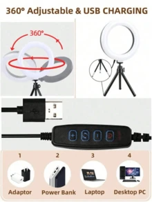 Luce a onde regolabili per live streaming del telefono con stelo - Temperatura del color di riordino 5000K con filtro USB, 3 modalità di colore (Warm/Cool/Natural), luce fotografica da scrivania da 36° per vlogger, youtuber, lezioni on-line e virtual, ingranaggio per Vlogker, design moderno della luce, posizionamento flessibile adatto per fotography, registrazione video, live streaming, riunioni a tema, vand, luce per autoadesiva del cellulare