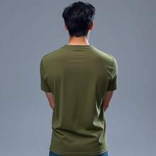 Comfortable Minimalist Printed T-Shirt - Verde militar - Ver 2