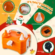 AOYI 1pc Electric Balloon Pump, Portable Dual-Nozzle Electric Balloon Inflator, Suitable For Decorating Parties And Inflating Balloons - View 6