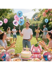 Lilo&Stitch Pink And Blue Foil Balloon Birthday Party Supplies DIY Home Party Decorations