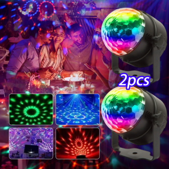 2pcs ABS Crystal Remote Control Magic Ball Light, Seven Color Rotating Stage Light With Remote Control Bracket, Remote Control Color Change, Projection Light Used For Family Parties And Holiday Celebrations