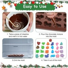 1pc Christmas Silicone Chocolate Mold - Christmas Tree, Santa Claus And Gingerbread Shapes, Multi-Functional Silicone Mold, Suitable For Cake Decoration, Ice Cube Making - Multicolor - View 5
