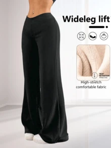 1件装女士秋冬磨毛直筒裤，带保暖内衬，适合高尔夫、优雅、休闲、运动、通勤、野餐、瑜伽、打底裤等场合。 - 黑色 - 查看 7