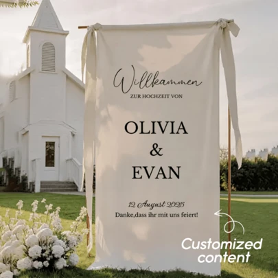 Personalized Linen Wedding Welcome Sign, Custom Minimalist Welcome Banner, Fabric Wedding Welcome Flag, Boho Wedding, Bridal Shower Sign, Customized Linen Wedding Flag, Custom Fabric Wedding Welcome Banner, Wedding Decor