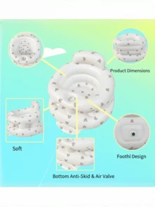 Inflatable Seat For Babies 3-36 Months, With Guardrail And Built-In Air Pump, Inflatable Floor Seat With Backrest, Inflatable Sit-To-Stand Chair For Home Use, Foldable Baby Seat - Bath And Play Seat, Portable Cushion, PVC Floor Seat, For Sitting Training