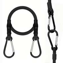 带登山扣的弹力蹦极绳，高品质黑色橡胶蹦极绳，带登山扣夹钩，适用于户外帐篷、行李架、露营、货物、自行车、运输、储存 - 彩色 - 查看 2