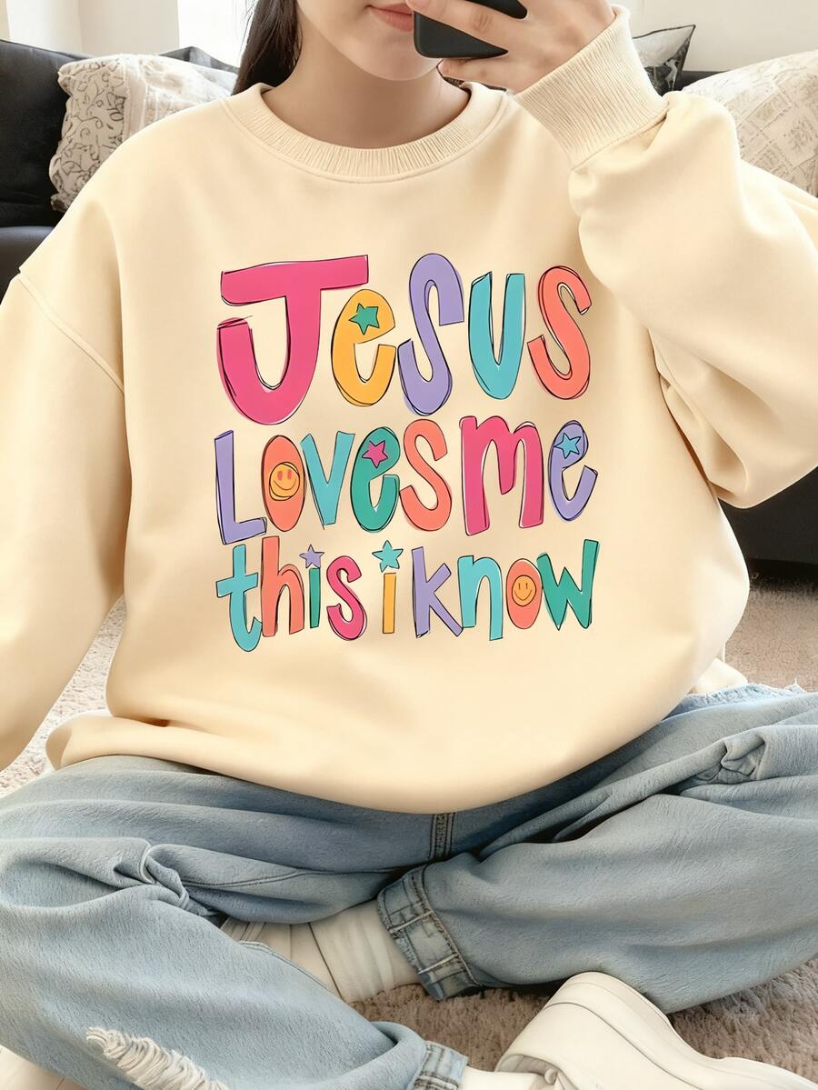 1PC Teen Girl Jesus Lightweight Sweatshirt,Breathable Fall Transition Top,Sun Protection Long Sleeve,Summer To Autumn Church - Apricot - View 1