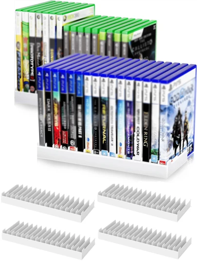 16-Disc Game Case Storage Rack, 1 2 3 PCS Stackable Console Disc Organizer Stand, High-Strength ABS Vertical Display Tower For P4 P5 X Series And Switch, Space-Saving Game Shelf For Desktop Setup, Collector Storage And Gaming Room Decor