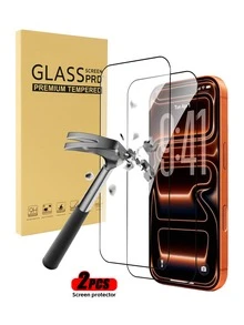 2片装屏幕保护膜,兼容 17/Air/17 Pro/17 Pro Max/16 Pro Max/15 Pro Max/14 Pro Max/13/12/11 Pro Max,丝网印刷黑色边框,9H防刮玻璃,高清钢化玻璃,易于安装 - 無色 - 查看 39