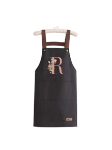 A-Z Letter Printed Apron With Large Pocket, Waterproof, Stain-Resistant, Oil-Proof. This Is A Kitchen Work Apron With Adjustable Neck And Waist, Suitable For Cooking And Grilling. Unisex, Perfect Gift For Christmas And Thanksgiving. - Multicolor - View 19