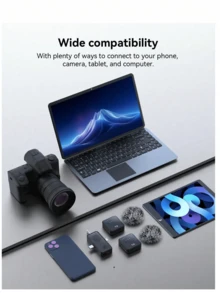 Microphone cài áo không dây chất lượng cao, Microphone cài áo không dây 3 trong 1, Microphone cài áo không dây 2 trong 1, Nhiều tùy chọn cổng, Khử tiếng ồn thông minh chuyên nghiệp, Cảm ứng đa hướng, Màng chắn gió, Giao diện USB (Nhiều tùy chọn cổng), Pin lithium sạc lại được, Kết nối 2.4G/3G/4G/5G, Thích hợp cho phát trực tiếp, phỏng vấn, thu âm bài hát, podcast, thuyết trình và vlog. 230mAh - Nhiều màu - Xem 9