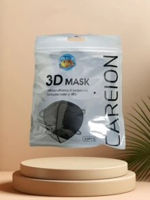 10/100 pièces Masque facial 3D Morandi jetable, stéréo, doux et respirant, noir, blanc, bleu, rose, gris, vert pour une protection quotidienne et une utilisation extérieure - Multicolore - Voir 17