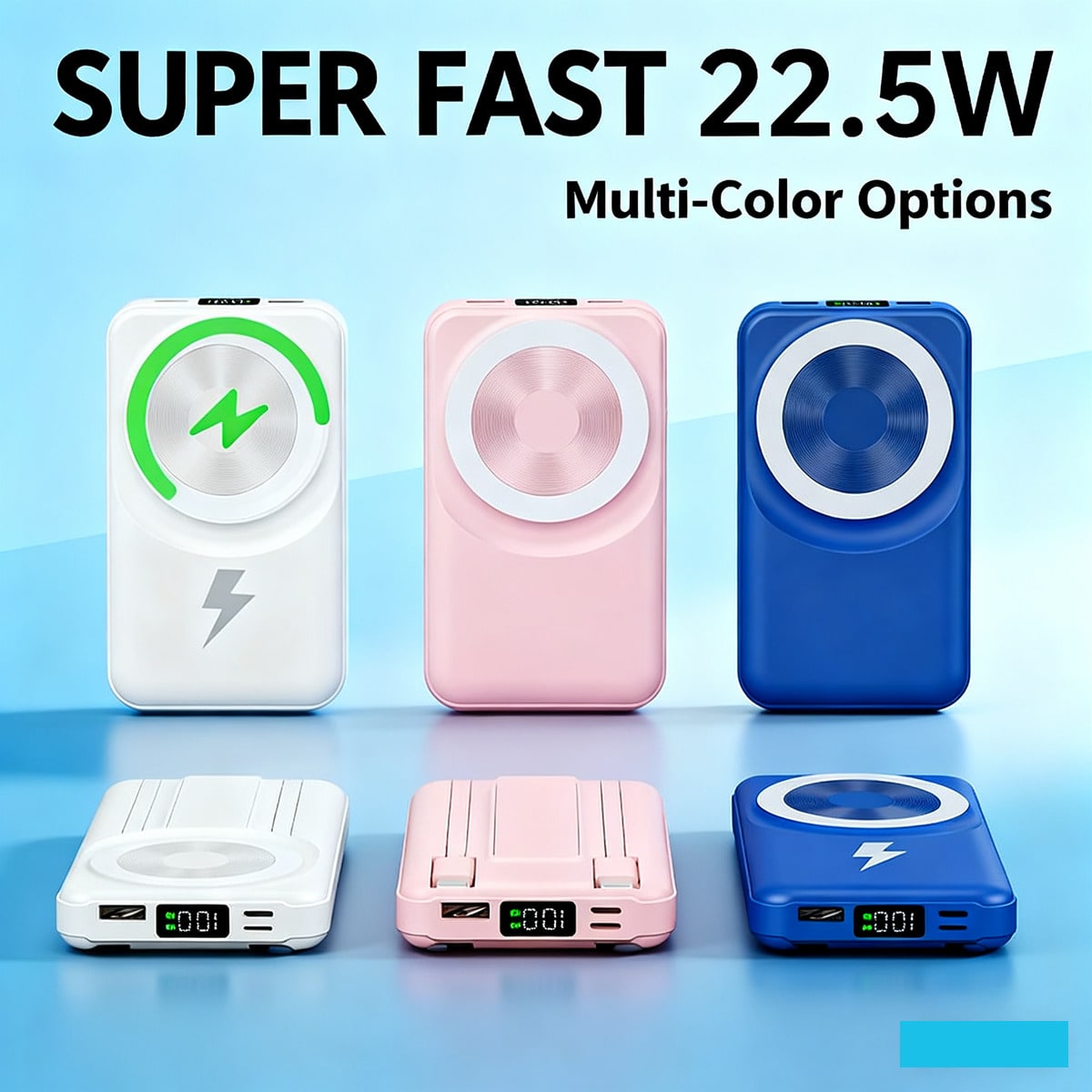 Matching Style Vol. 3 Power Bank Magsafes 10000mAh Magnetic Wireless Power Bank With Foldable Stand And LED Display Portable Charger With 22.5W PD Fast Charging Battery Pack Comes With Two Data Cables Wireless Charging Compatible With IPhone 17/16/15/14/13/12 Mini Pro/Pro Max And Android Phones Valentine's Day Gift