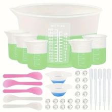 38Pcs Silicone Measuring Cups Set, Round Jewelry Casting Tools With 20.29oz & 3.38oz Mixing Cups, Epoxy Resin Supplies For Molds, DIY Jewelry Making Kit - 38 件組攪拌杯和工具 - 查看 1