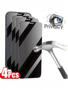 Bộ 4 miếng dán màn hình kính cường lực chống nhìn trộm, tương thích với iPhone 16 Pro Max, 15 Pro, 14 Plus, 11, hoàn thiện mờ, bảo vệ quyền riêng tư cho màn hình điện thoại thông minh, quà tặng sinh nhật, gia đình, bạn bè, miếng dán màn hình điện thoại, phụ kiện điện thoại, chống nước, chống sốc, chống rơi, chống rơi, chống trầy xước, chống bám vân tay, bao phủ toàn bộ - màu đen - Xem 7