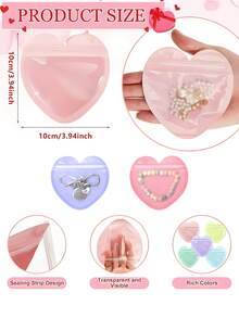 30 piezas - Bolsas pequeñas de joyería para el Día de San Valentín, bolsas de embalaje con forma de corazón, bolsas de regalo lindas, bolsas selladas transparentes y reutilizables, adecuadas para el embalaje de joyas, bodas, cumpleaños, Halloween, Día de San Valentín, Navidad, fiestas, embalaje de regalos, bolsas de regalo para el Día de la Madre (colores aleatorios) - Multicolor - Ver 6