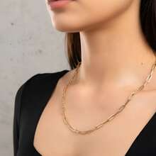 Genuine Stainless Steel Gold Padlock Chain Necklace Unisex - Gold - View 1