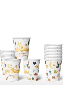 Ly giấy dùng một lần 9oz, thích hợp để phân phát trong dịp Eid Al-Fitr, loại ly giấy lý tưởng để chào mừng tháng Ramadan và Eid Al-Fitr, hoàn hảo để phục vụ, ly dày dặn phù hợp với trà, nước, nước ép, cà phê espresso, kẹo, đồ uống nóng và lạnh, một lựa chọn lý tưởng để trang trí bàn tiệc Eid Al-Fitr. - Nhiều màu - Xem 8