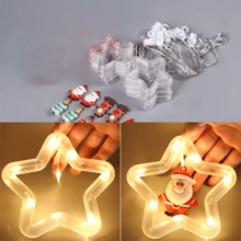 1 pieza cortina luz led de decoración navideña con diseño de estrella color cálida Cortina Luz Led Navideña Diseño Estrella Iluminación Cálida Decoración Hogar Evento - Amarillo - Ver 5