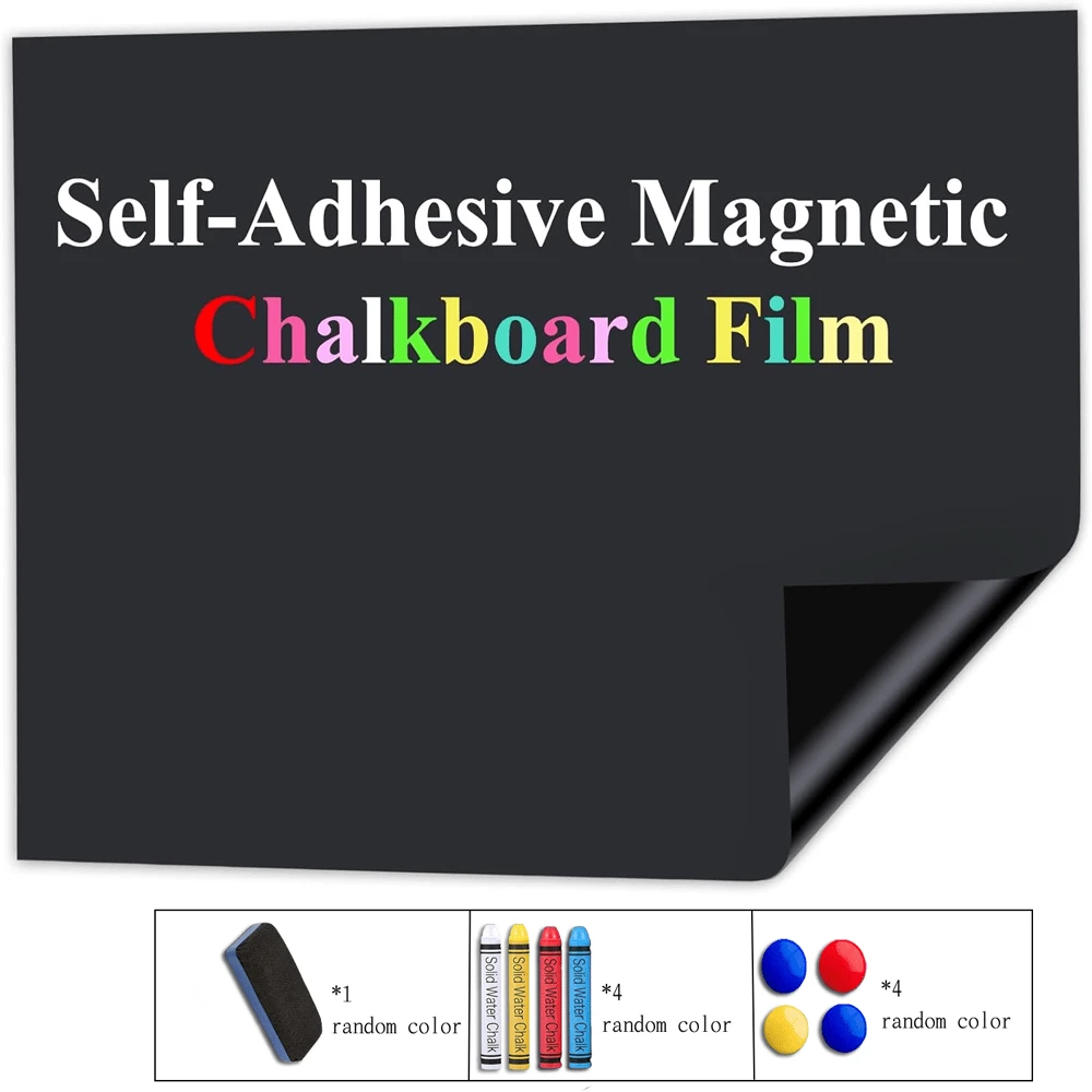 Magnetic Blackboard Wall Sticker, Writable & Erasable Blackboard Paper, Easy To Clean, Self-Adhesive & Removable Blackboard, Variety Of Sizes Available, Suitable For Office And Home Use, Comes With Water-Soluble Chalk, Magnetic Eraser And Magnets - Multicolor - View 1