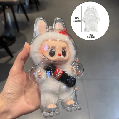 LABUBU Transparent Shell, Standing Pose Holding Coca Cola Edition, Cute Cartoon Character Design, Protective Transparent Shell, Compact Size for Easy Carrying, Ideal for Key Chains or Decor, Perfect Gift for Fashion Lovers and Collectors, Great for Daily Use and Outdoor Activities