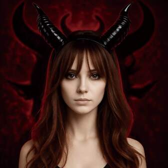 1个纯色复古ABS塑料可拆卸黑色恶魔角头箍，适用于化装舞会、表演、角色扮演等各种场合的服装配饰，四季皆宜