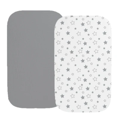 Set de 2 sábanas de cuna de algodón puro suaves y transpirables, esenciales para recién nacidos