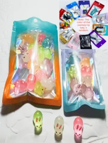 30pcs Glow-In-The-Dark Small Animal Figurines, Glow-In-The-Dark Rabbit, 3D DIY Decor Accessories For Micro Landscape Desktop Mini Ornaments, Small Rabbits - Multicolor - View 16