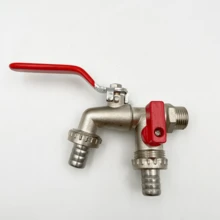 1pc Zinc Alloy Faucet Splitter, 1 Inlet 2 Outlet Garden Hose Faucet, 1/2" Dual Shut-Off Washing Machine Faucet - Multicolor - View 1