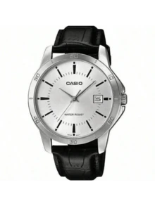 Casio MTP-V004L-7A Men's Casual Round Quartz Watch, Black Leather Strap, Classic Minimalist Wristwatch, Business Watch, Ideal Gift For Men, Daily & Office, Father's Day Anniversary - Silver - View 7
